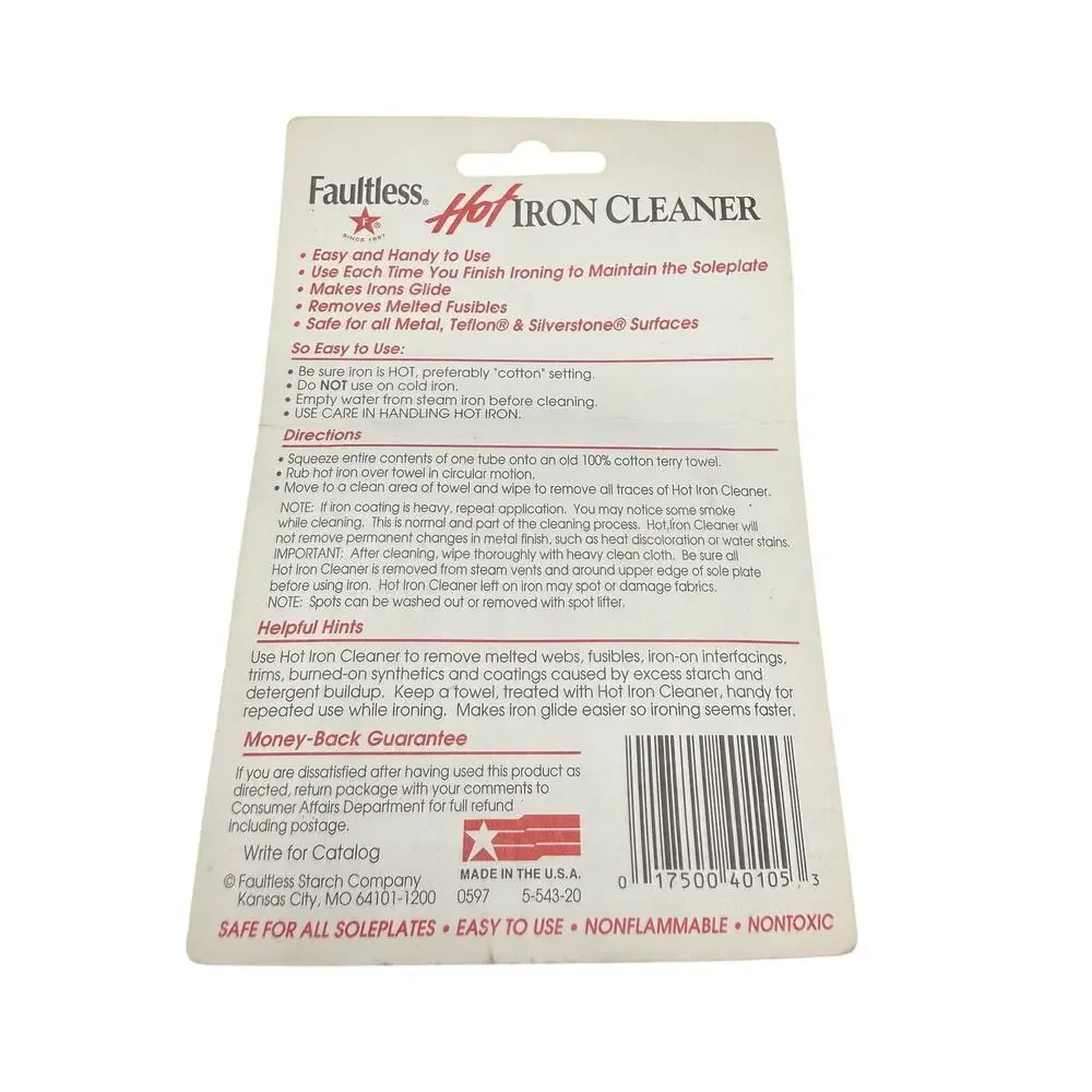 🧼 Faultless Hot Iron Cleaner 2 Tubes Sealed Vintage Laundry Craft NOS .34 Oz